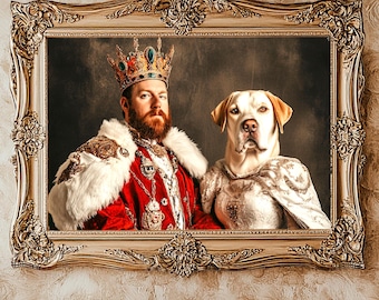 Custom Pet Portrait, Renaissance Dog Painting Pet Lovers Gift, for Father’s Day Gift for him Royal Portrait, Funny Pet Portrait gift for Dad
