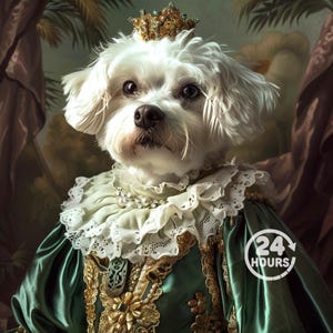 Custom Royal Pet Portrait, Renaissance Dog Painting Pet Lovers Gift Royal Portrait Pet Oil Painting gift Cat Loss Dog Loss Gift Pet Memorial