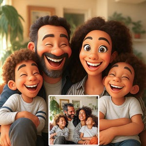 Benutzerdefinierte 3D-Karikatur vom Foto für Ihr Haustier- und Familienporträt Personalisiertes Familienkarikaturfoto zur Karikatur des Haustierliebhabergeschenk-Familienkarikatur