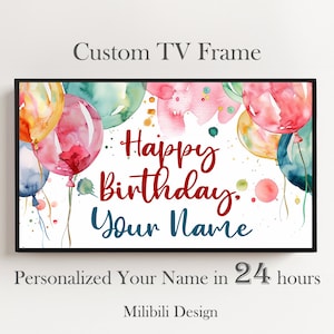 Personalized Happy Birthday Samsung Frame TV Art | LED Custom Art Frame Wall Art | Birthday Party Decoration with Your Name Digital Download