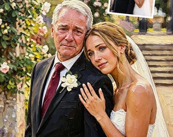 Retrato familiar al óleo personalizado Regalo personalizado del Día del Padre para papá de parte de su hija Regalo para papá, abuelo o papá para él Pintura personalizada