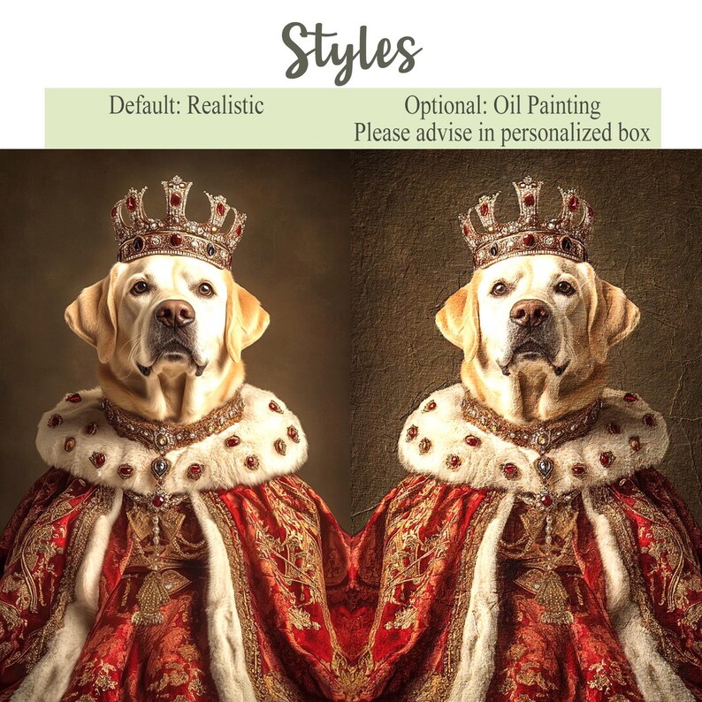 Custom Royal huisdier portret, renaissance hond schilderij, huisdier minnaar cadeau, koninklijk portret, huisdier portret cadeau, cadeau voor kat, cadeau voor hond afbeelding 2