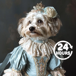 Custom Royal Pet Portrait, Renaissance Dog Painting, Pet Lovers Gift, Royal Portrait, Pet Portrait gift, Gift for Cat, Gift for Dog