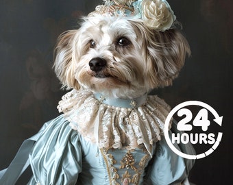 Custom Royal Pet Portrait, Renaissance Dog Painting, Pet Lovers Gift, Royal Portrait, Pet Portrait gift, Gift for Cat, Gift for Dog
