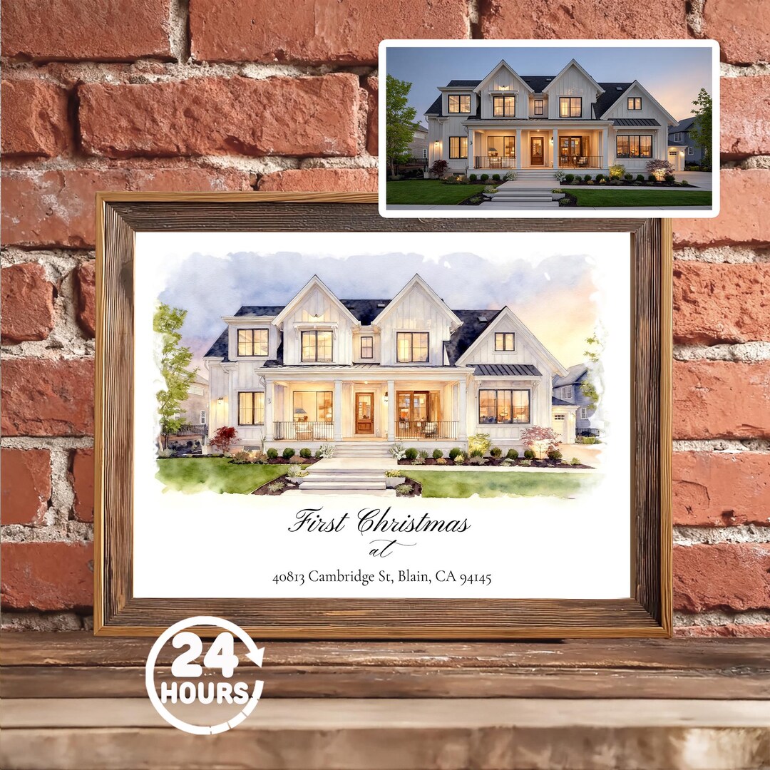 Custom House Portrait Personalized Watercolor Home Painting New Home ...