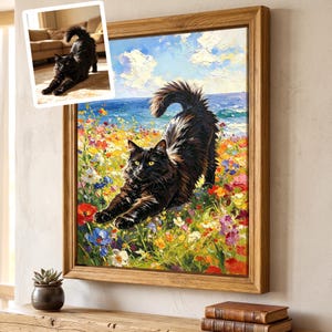 Custom Pet Portrait Oil Painting Style from Photo Personalized Cat Dog Memorial Gift for Pet Loss Framed Canvas Wall Art Gift for Pet Lover image 3