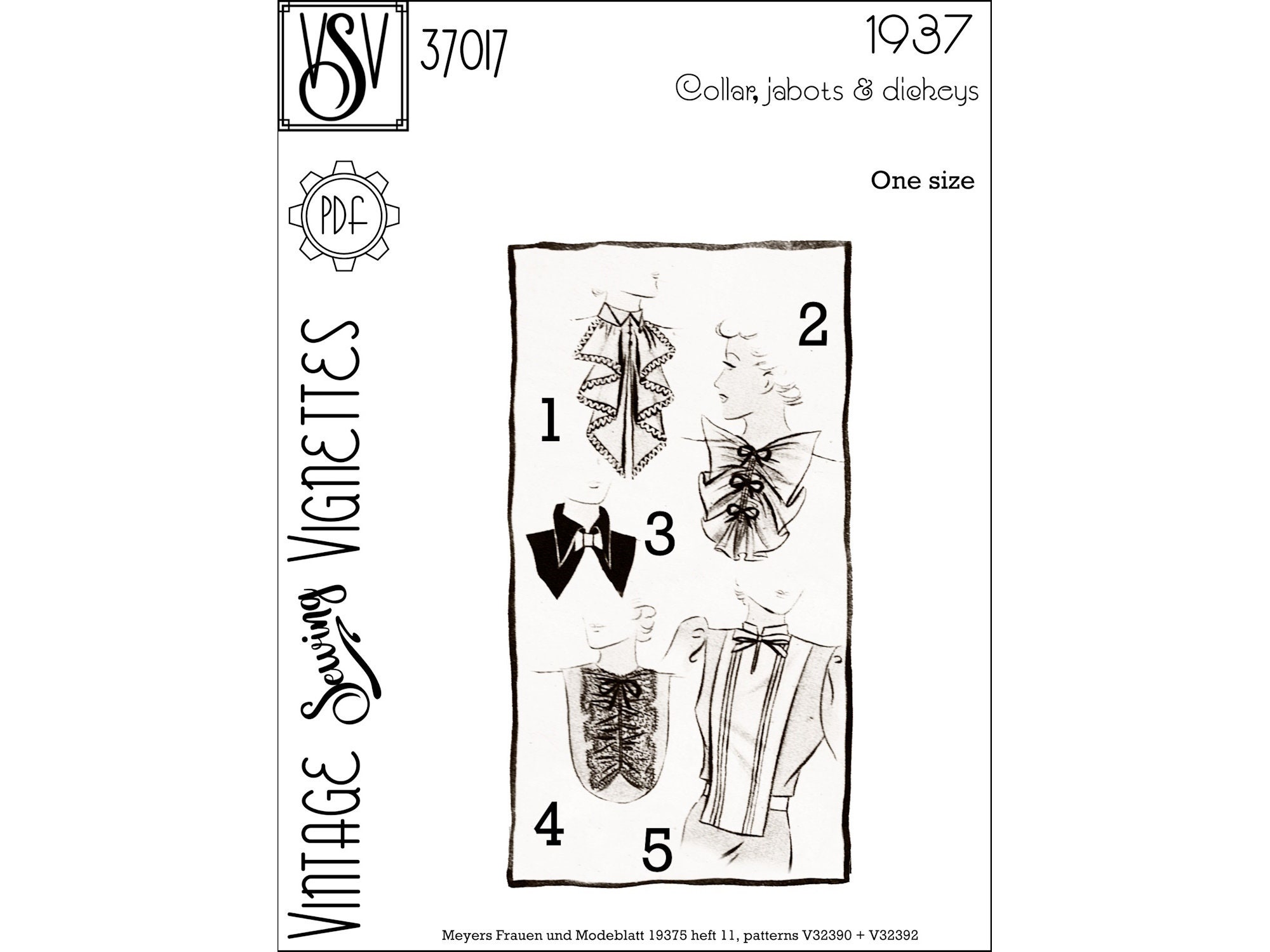 1930's Collar, Jabots & Dickeys one Size PDF Sewing Pattern VSV 37017