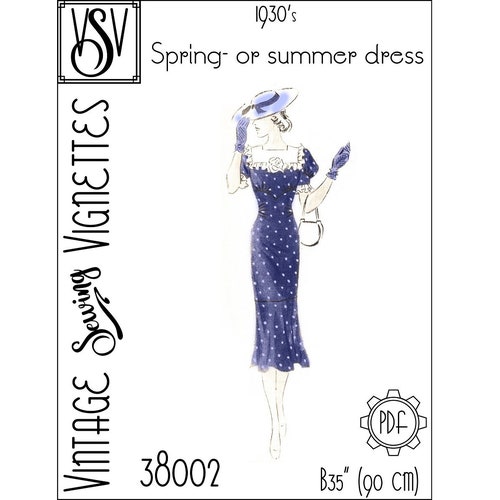 1930's Spring or Summer Dress b35 PDF Sewing - Etsy