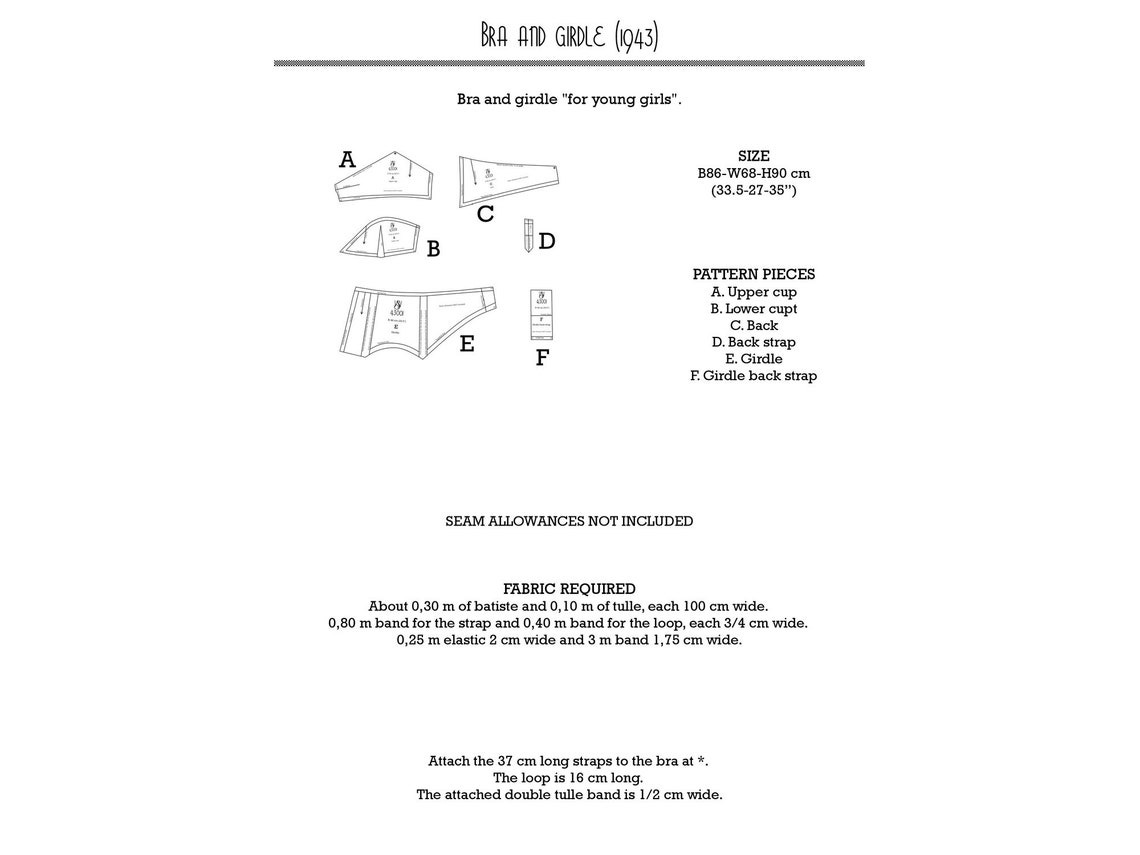 1940's Bra and Girdle b33.5 PDF Sewing Pattern VSV 43001 Etsy