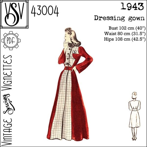 1940's Dressing gown (B40"/102 cm) PDF sewing pattern [VSV 43004]