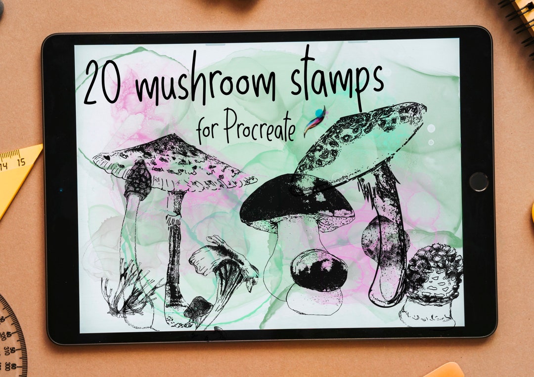 20 Mushroom Stamps Brushes for Procreate Ink Style High Quality Fungus ...
