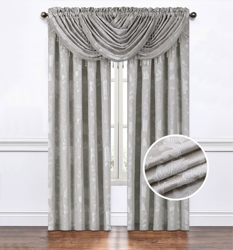 Regal Home Collections Emily Jacquard Rod Pocket 2 Panels or 1 Valance
