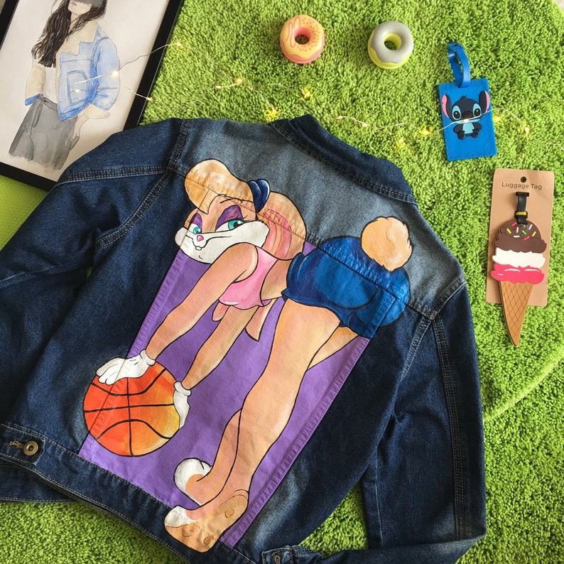 Popart Lola Bunny hand painted denim jacket. Custom jacket Etsy