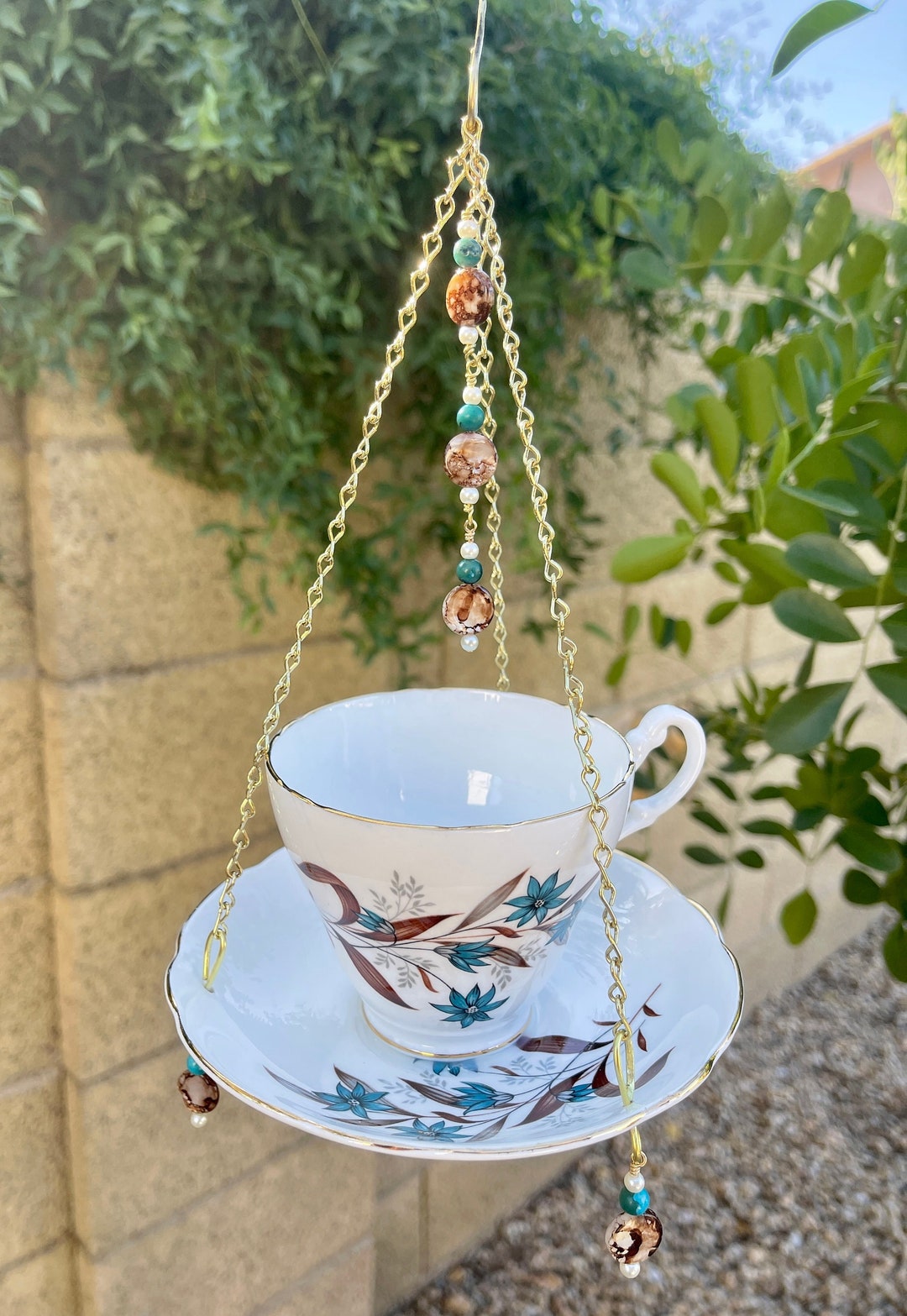 Vintage Tea Cup and Saucer Bird Feeder Etsy