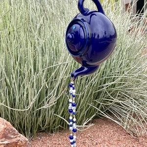 Blue "Pouring" Teapot Garden Art