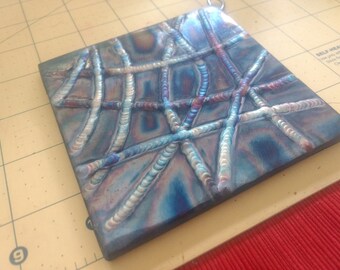 4"x4" Welded Stringer Bead Wall Art Colorful!