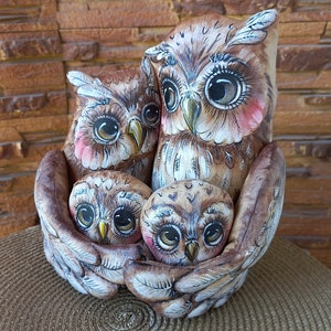 Owls couple,Coffee toy,Owl family, Owls in love, Engagement gift, Valentine&#39;s gift, Owl figures, Flavored toy