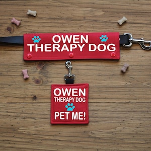Therapy Dog Leash wrap and tag set | CANVAS fabric