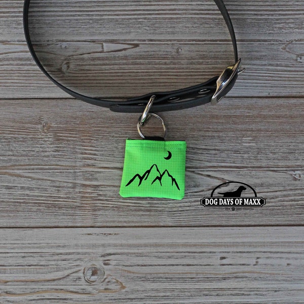 Dog Tag Silencer Pouch with Mountains,  Custom Dog Silencer, Dog Tag Covers