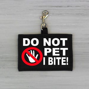 Alert Hang Tags for Dog, DO Not PET , Tiny Tags for Dogs, Dog Bites alert Dog Gear, Dog Gear Key Fobs, Hanging Dog Tags | CANVAS fabric