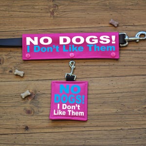 Leash Wrap Tag Combo: NO DOGS CANVAS fabric