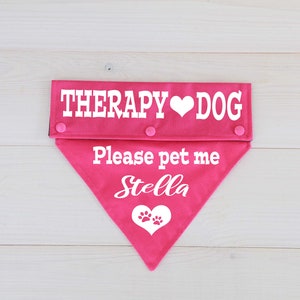 Personalized Snap on Bandana, Leash Flag , Customized Therapy Dog Gear
