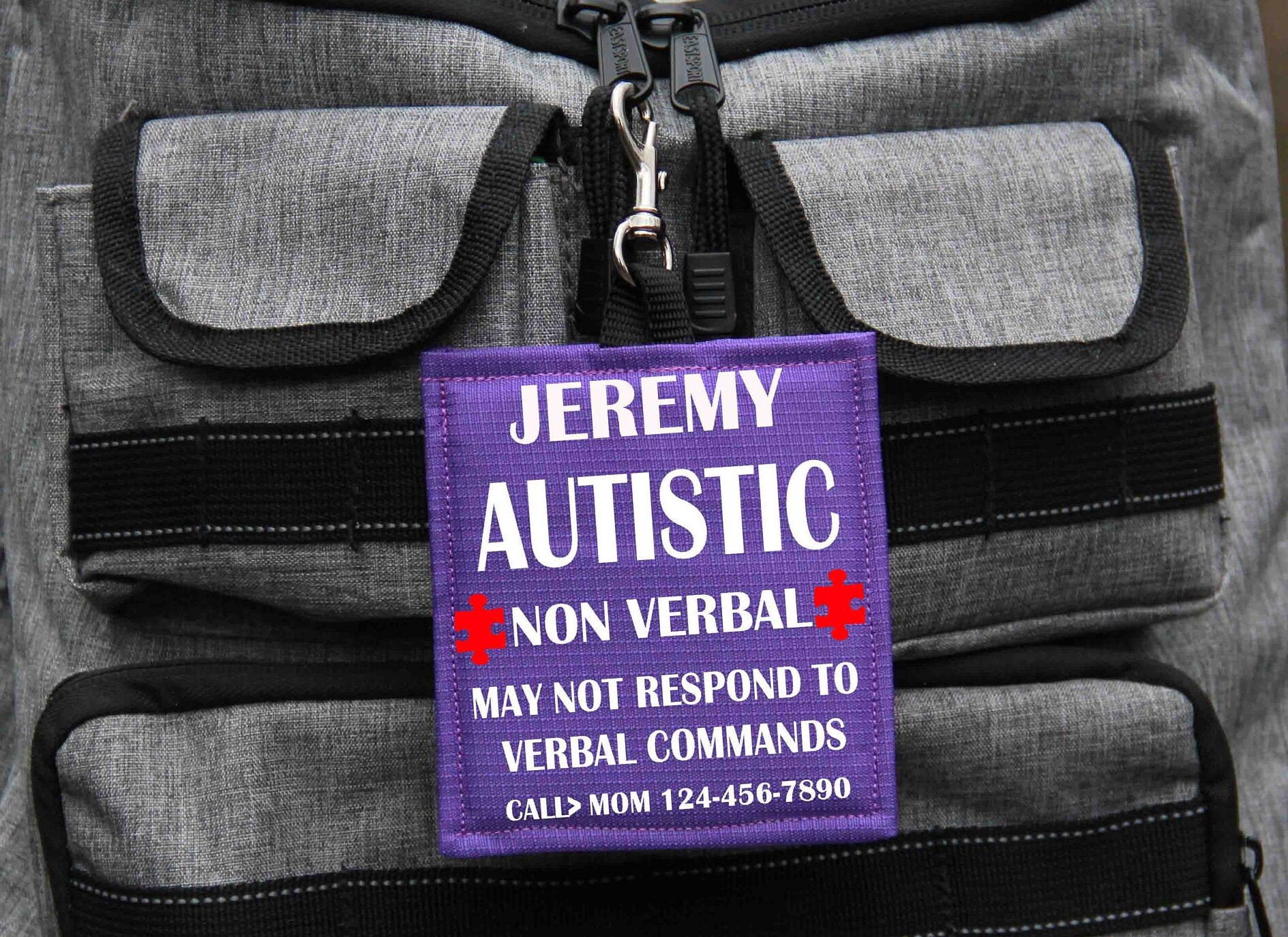Autism Alert Hang Tag, Personalized Medical Alert Hanging Patches