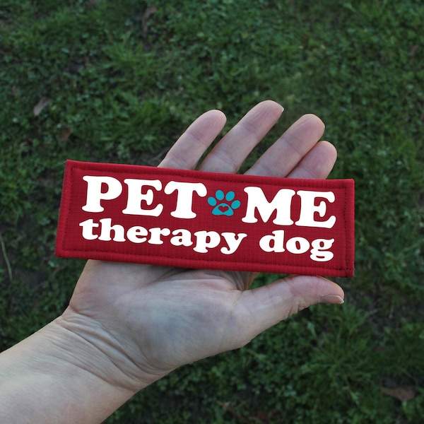 Pet Me therapy Dog Patch | Therapy Dog  patch | Dog Vest Patch | Dog Harness hook Patch