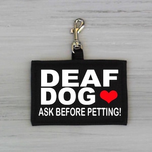 Alert Hang Tags for Dog, DEAF DOG Ask Before Petting, Tiny Tags for Dogs, Dog Gear, Hanging Dog Tags |CANVAS fabric