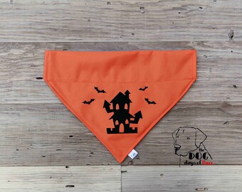 Halloween House Dog Bandana, Over the Collar Bandana