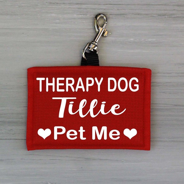 Custom Therapy Dog Alert Hang Tags for Dog, Personalized THERAPY DOG Pet Me, Tiny Tags for Dogs, Dog Gear, Custom Dog Gear, Hanging Dog Tags