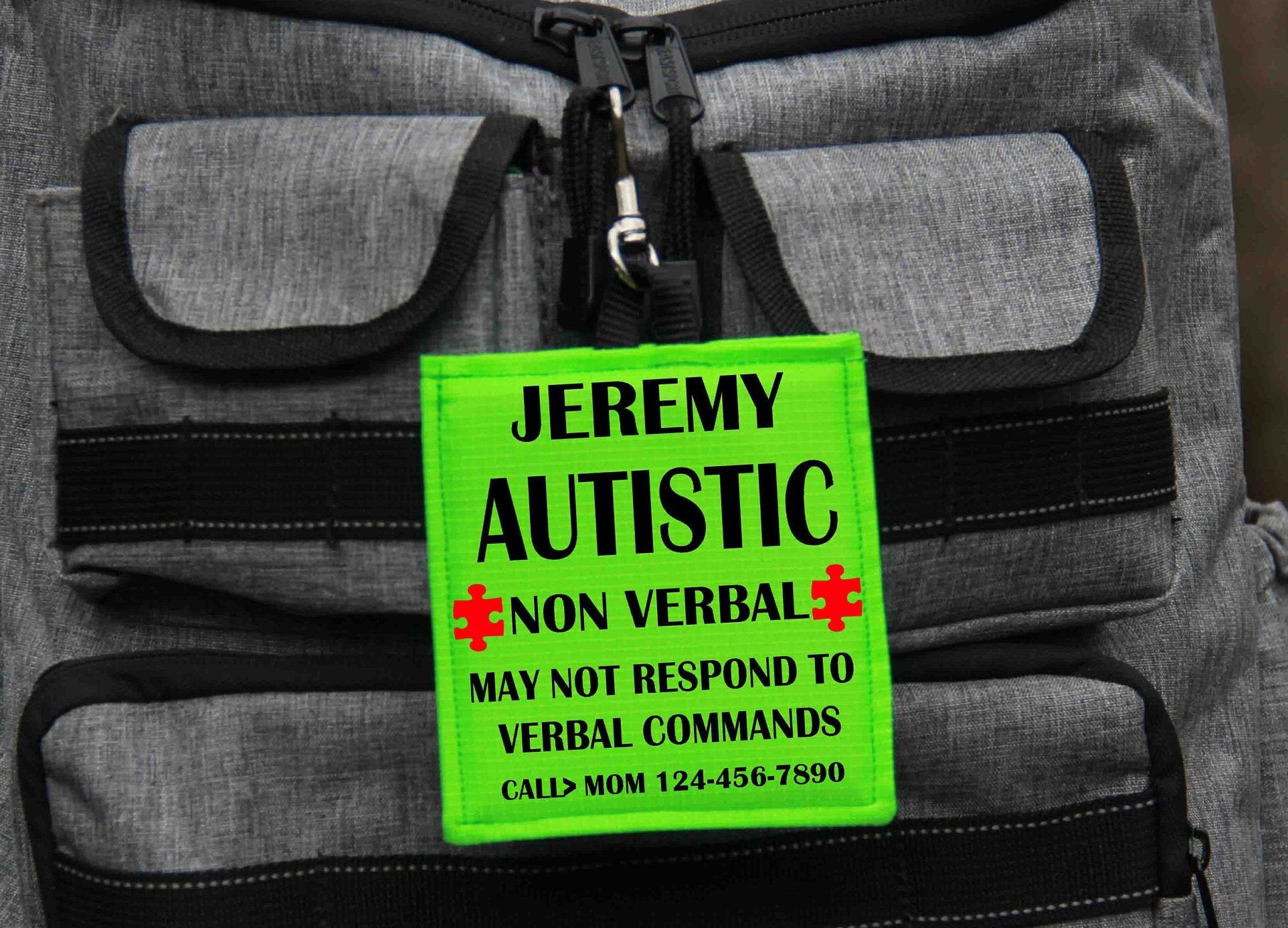 Autism Alert Hang Tag, Personalized Medical Alert Hanging Patches