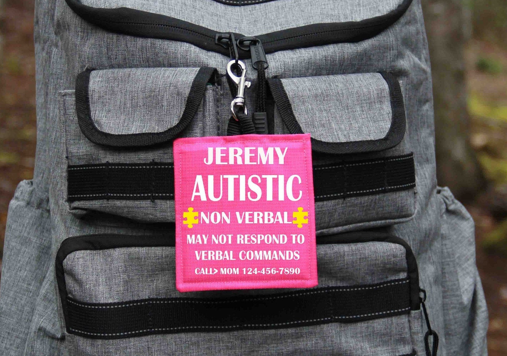 Autism Alert Hang Tag, Personalized Medical Alert Hanging Patches