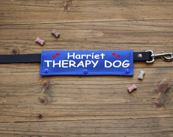 Personalized  THERAPY DOG leash wrap Hearts | CANVAS wrap