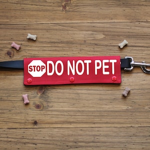 DO NOT PET Dog Leash Wrap: Waterproof Canvas, Color Choice