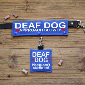 Deaf Dog Leash Wrap and Tag, Waterproof Canvas, Customizable