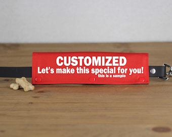 Personalized Leash Wrap BLOCK font |CANVAS fabric