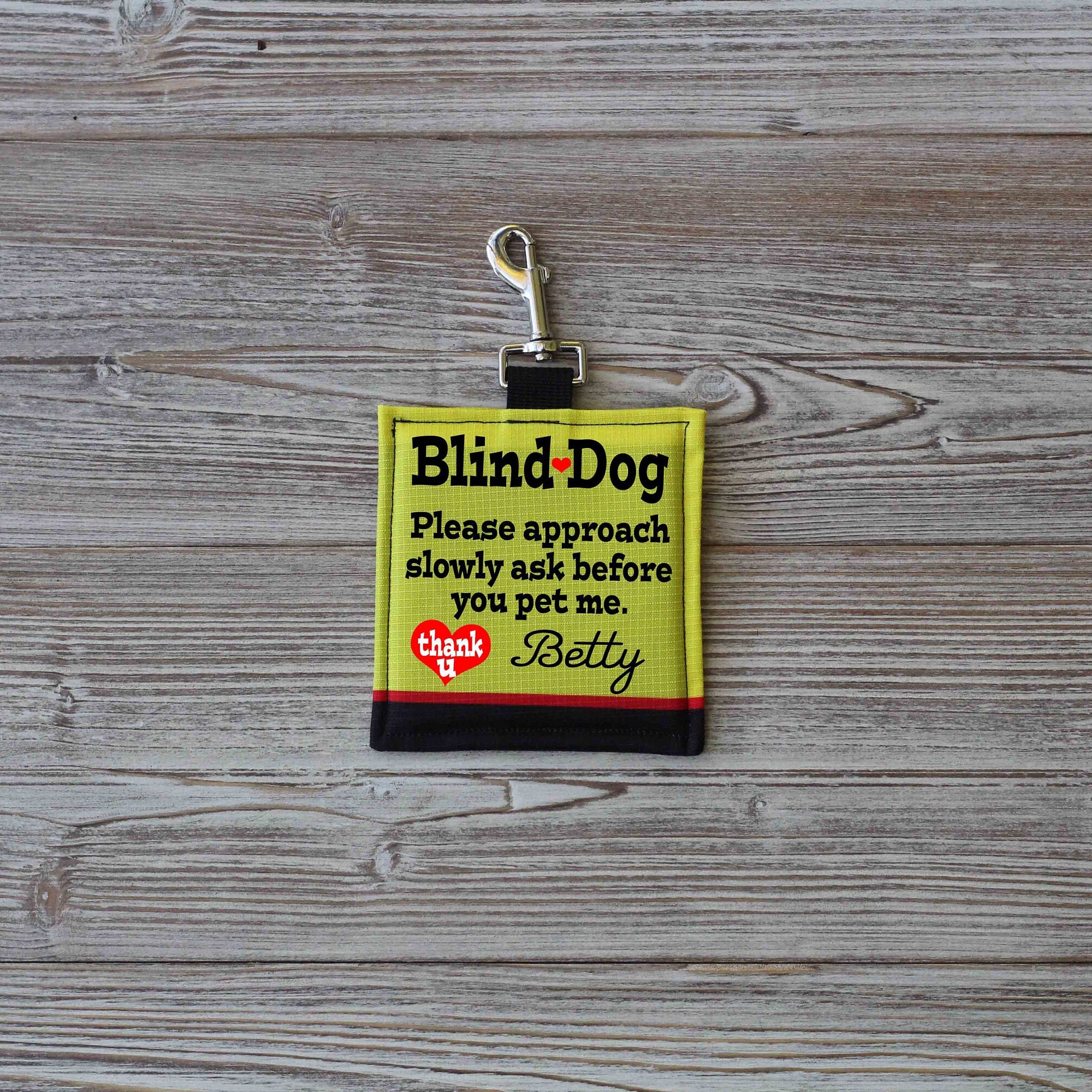 Blind dog clearance tag