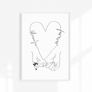 Pinky Promise Print/ Pinky Swear Heart Art/ Pinky Promise Drawing/ Love Pinky Swear/ Always & Forever/ Minimal Line Art/ Couple Love Heart