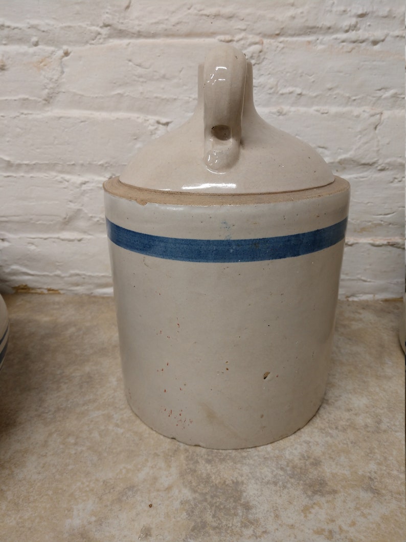 Blue Band Stoneware Jug Etsy