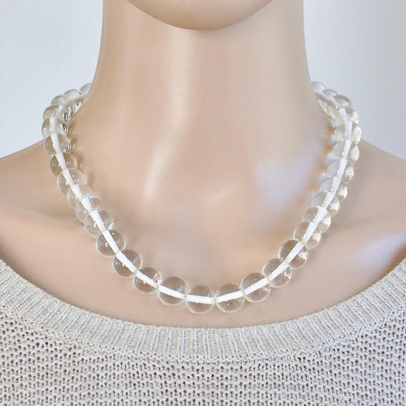 Vintage Clear Glass Orb Beaded Necklace, Pools of Light Style