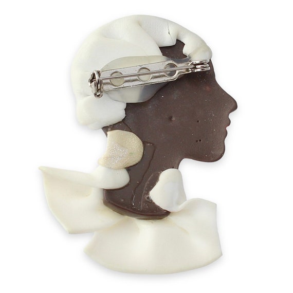 Vintage Black Woman Brooch Pin, Face Profile of L… - image 3