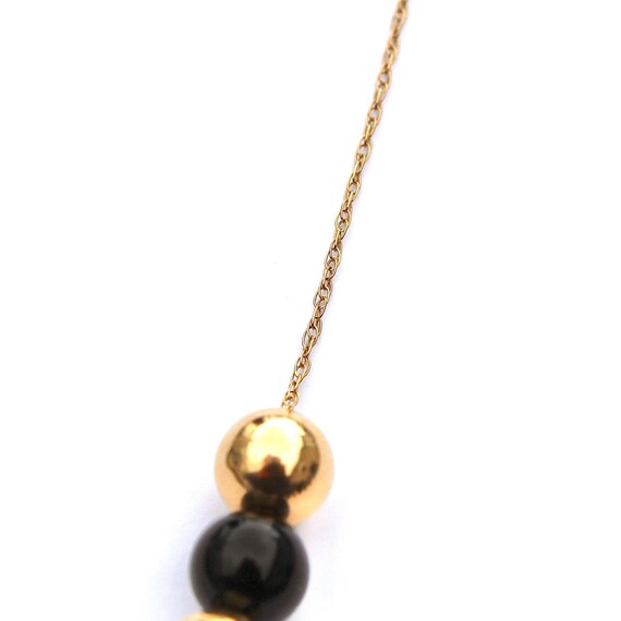 Vintage 14K Gold and Black Onyx Beaded Necklace, … - image 5