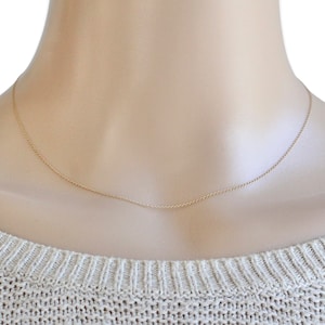 Vintage 14K Yellow Gold Necklace Chain, Fine Delicate Cable Link, 15” Length