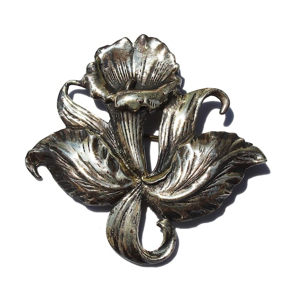 Vintage Sterling Silver Calla Lily Brooch, Large … - image 1