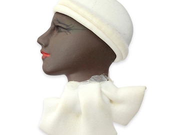 Vintage Black Woman Brooch Pin, Face Profile of Lady Wearing White Hat