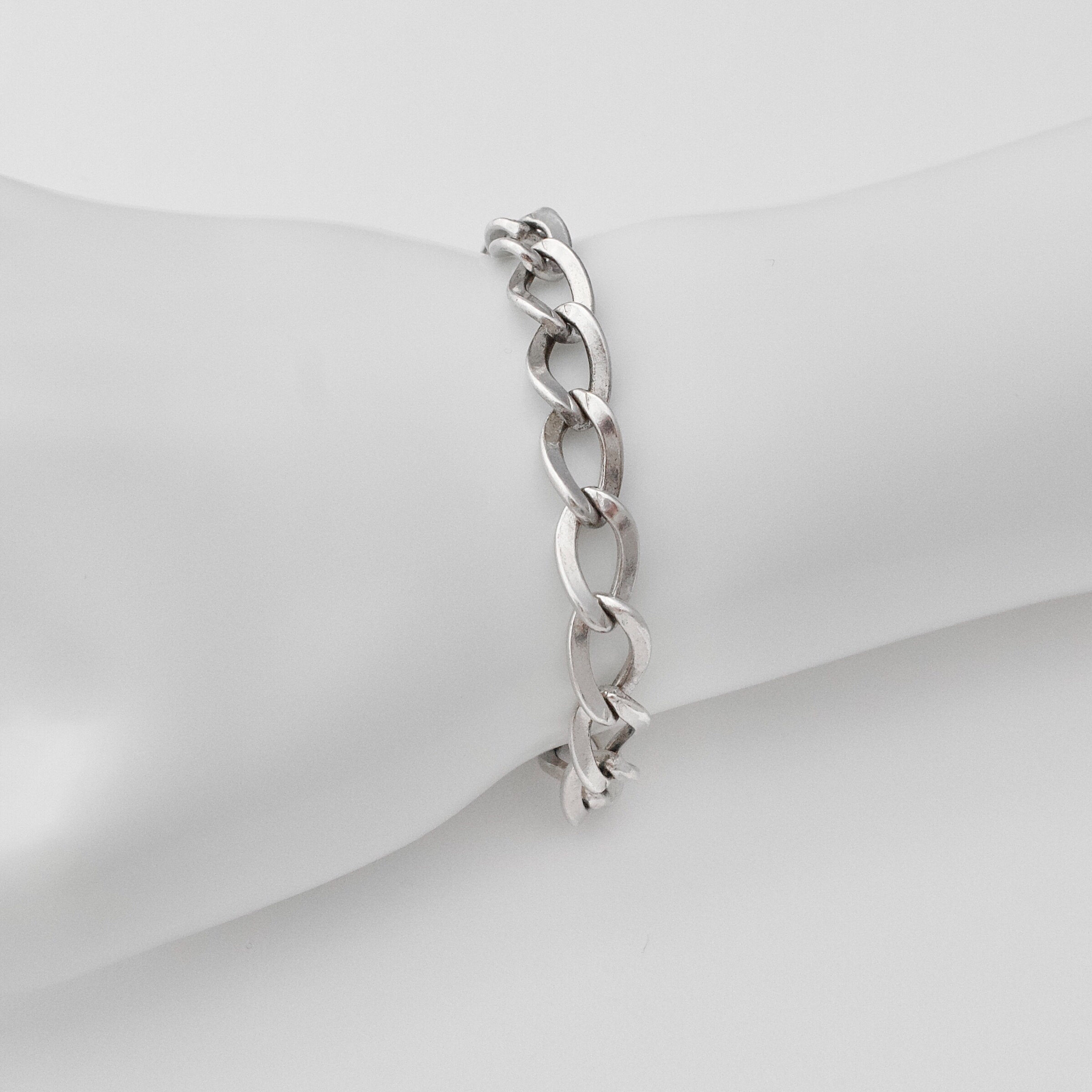 Vintage Sterling Silver Oval Link Bracelet - Etsy