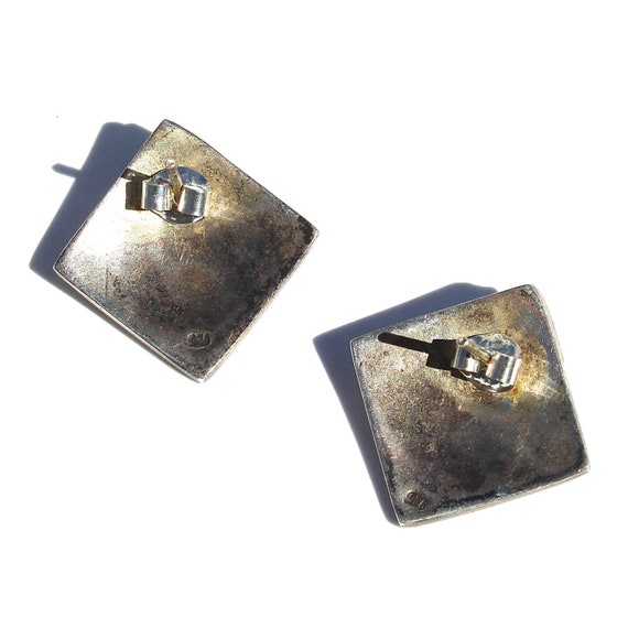 Vintage Malachite Sterling Silver Stud Earrings, … - image 4