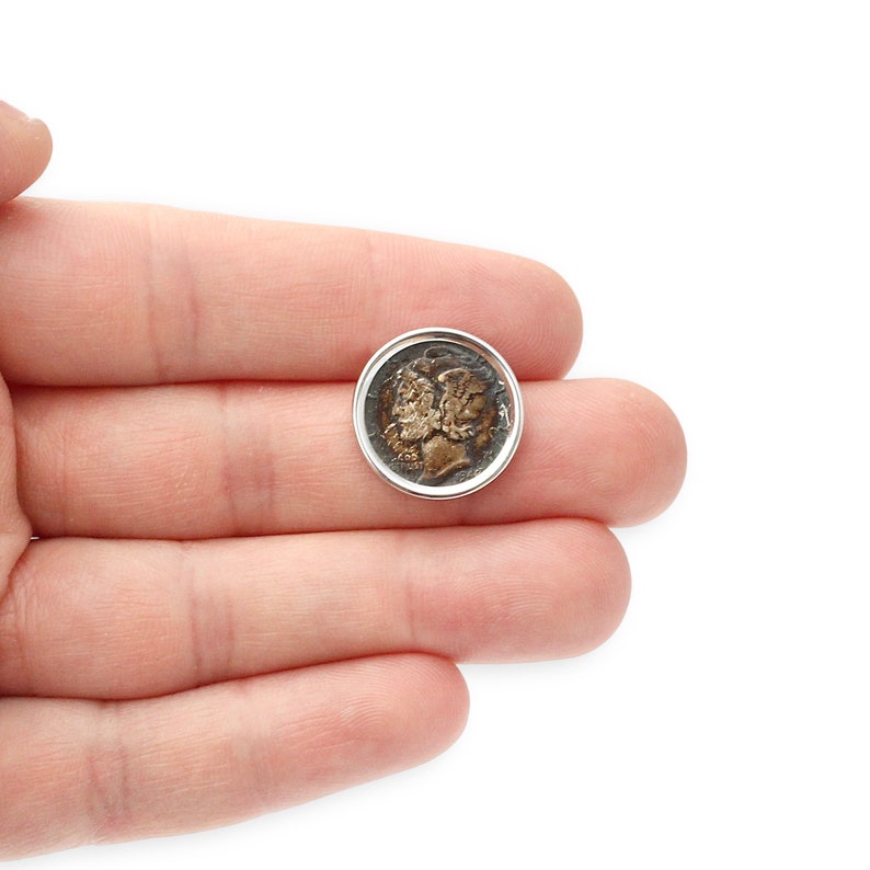 Silver Rimmed Coin Vintage 1942 Mercury Dime Sterling Silver Tie Tack 1940s World War II ...