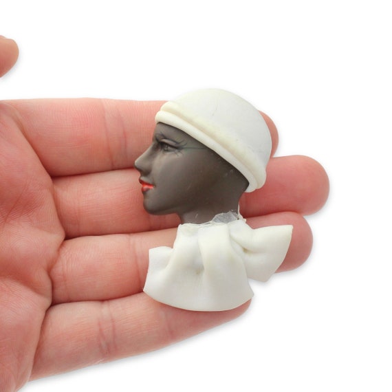 Vintage Black Woman Brooch Pin, Face Profile of L… - image 2